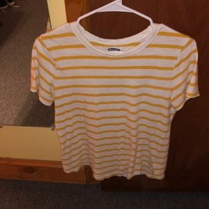 yellow and white striped t-shirt, size S, old navy